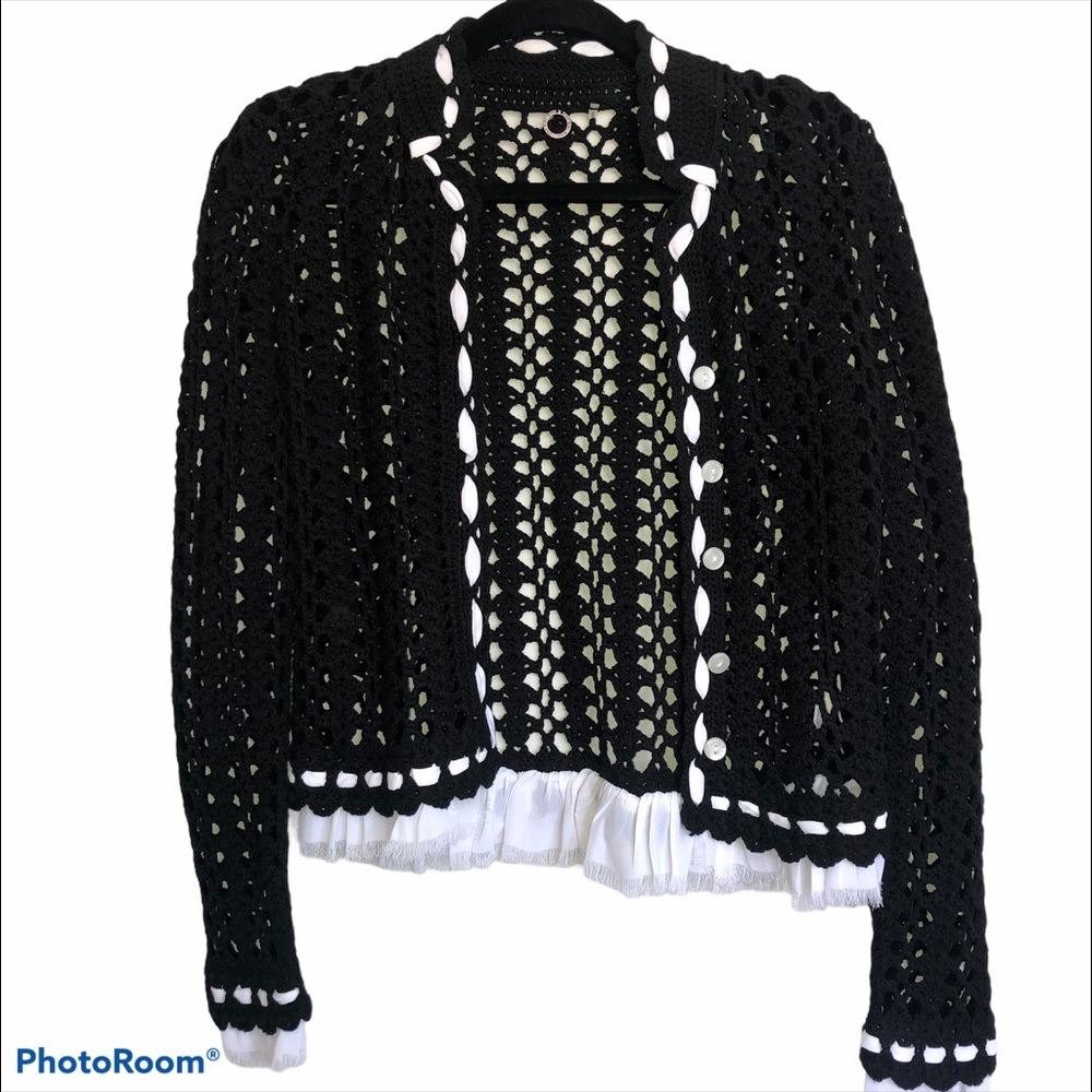 One Girl Who… Anthropologie Frayed Button Up Cardigan Sweater